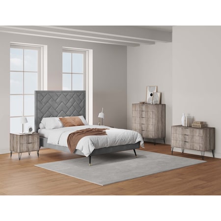 Manhattan Comfort 3-Piece DUMBO 5-Drawer Tall Dresser, 3-Drawer Standard Dresser and Nightstand 2.0 in Rustic Grey 3-DB09-GY